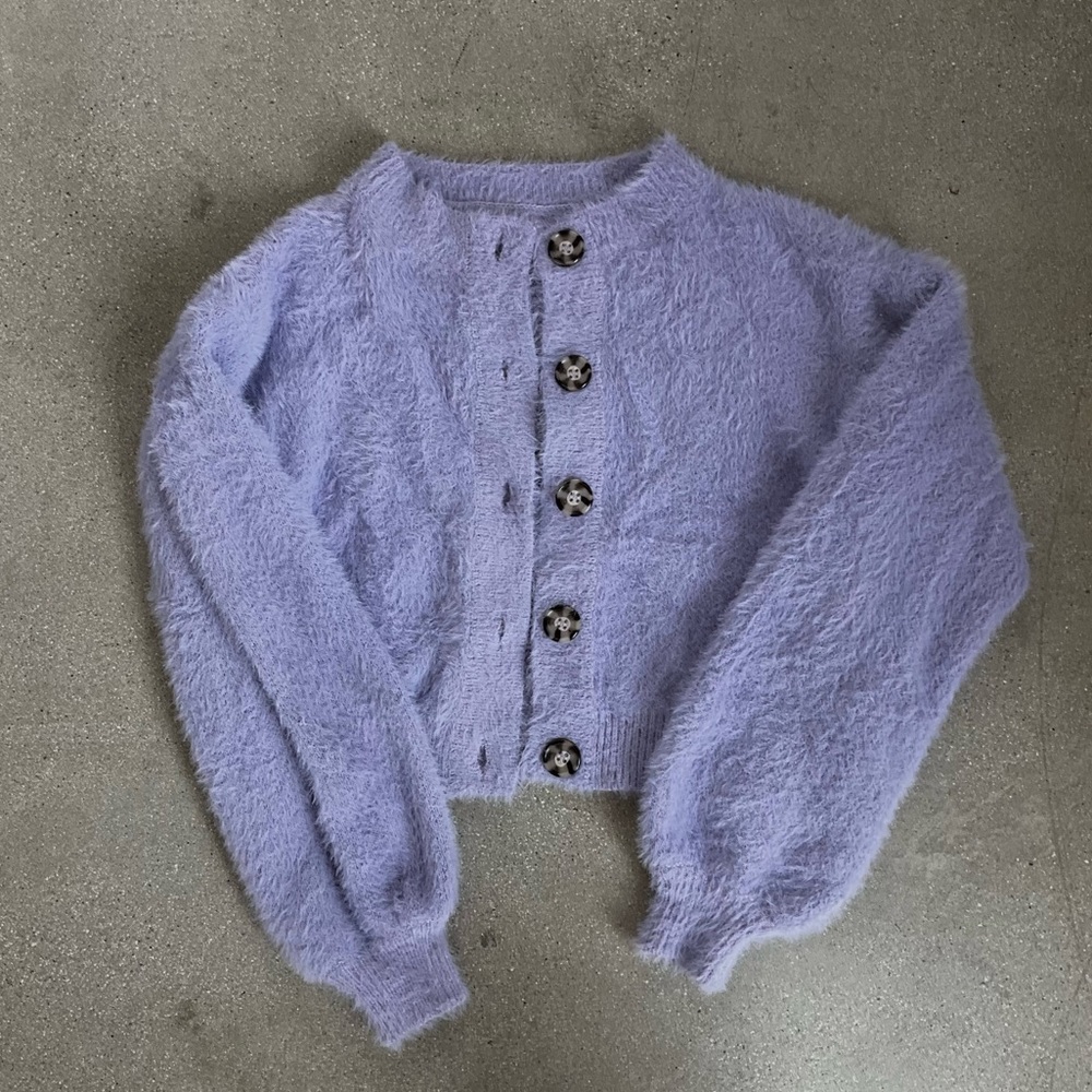 Vinitage Lavender Purple Fuzzy Knit Sweater SET | SMALL